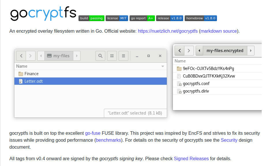 gocryptfs github page