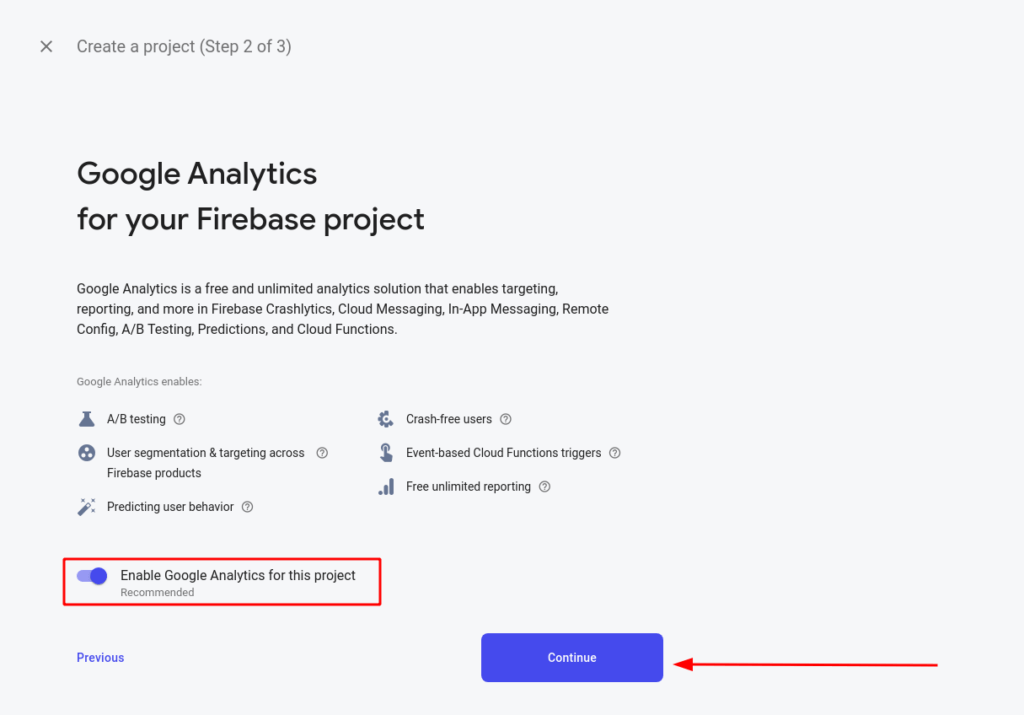 enable google analytics on firebase project