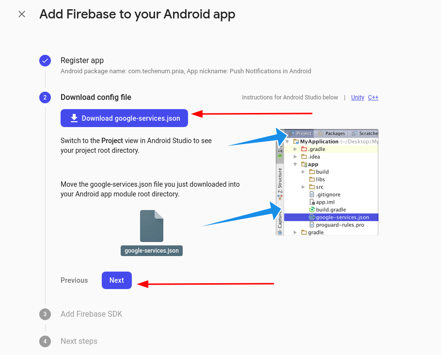 download google-services.json firebase console